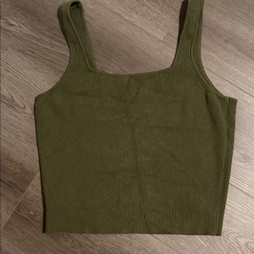 BarIII Khaki Ribbed Tank Top - Picture 3 of 3